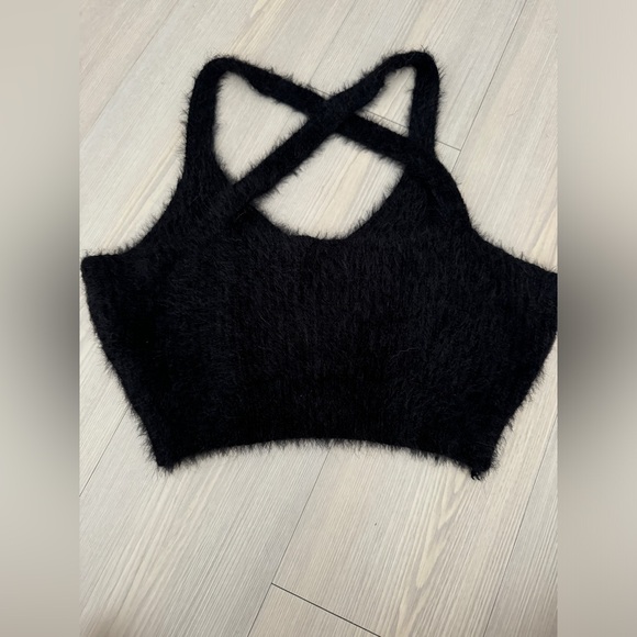 Alamour the Label Black Cami Top Zendaya Fuzzy Furry XXS - Picture 8 of 10